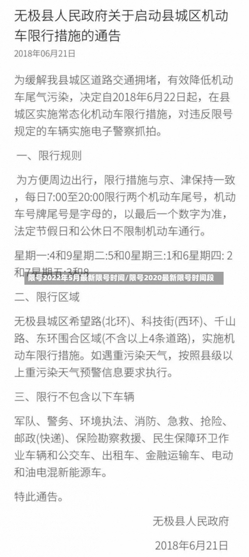限号2022年5月最新限号时间/限号2020最新限号时间段-第1张图片